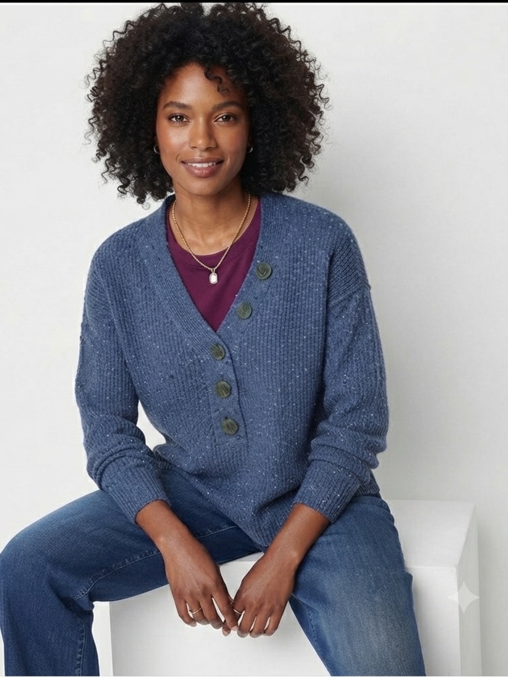 a.n.a Y Neck Long Sleeve Pullover Sweater(P2P 30” L 22.5”)